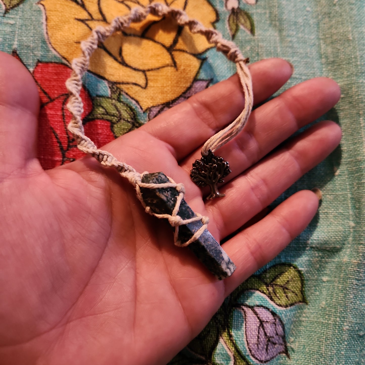 moss agate macrame pendulum