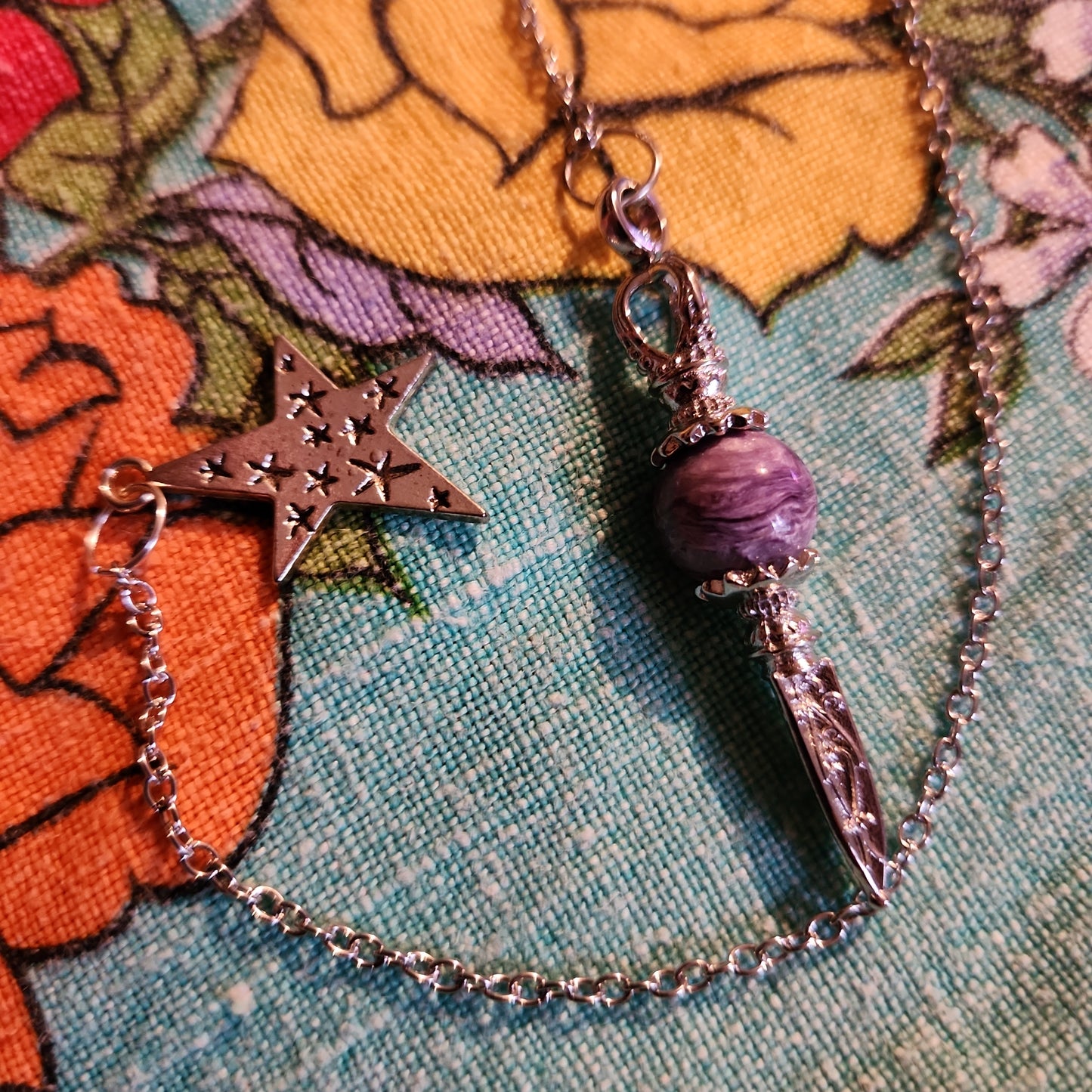 Charoite pendulum with star charm