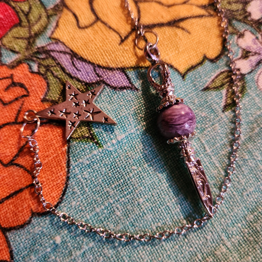 Charoite pendulum with star charm