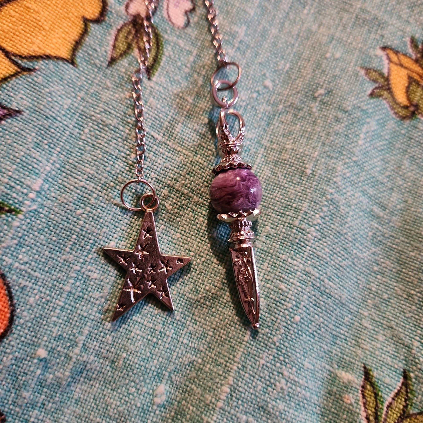 Charoite pendulum with star charm