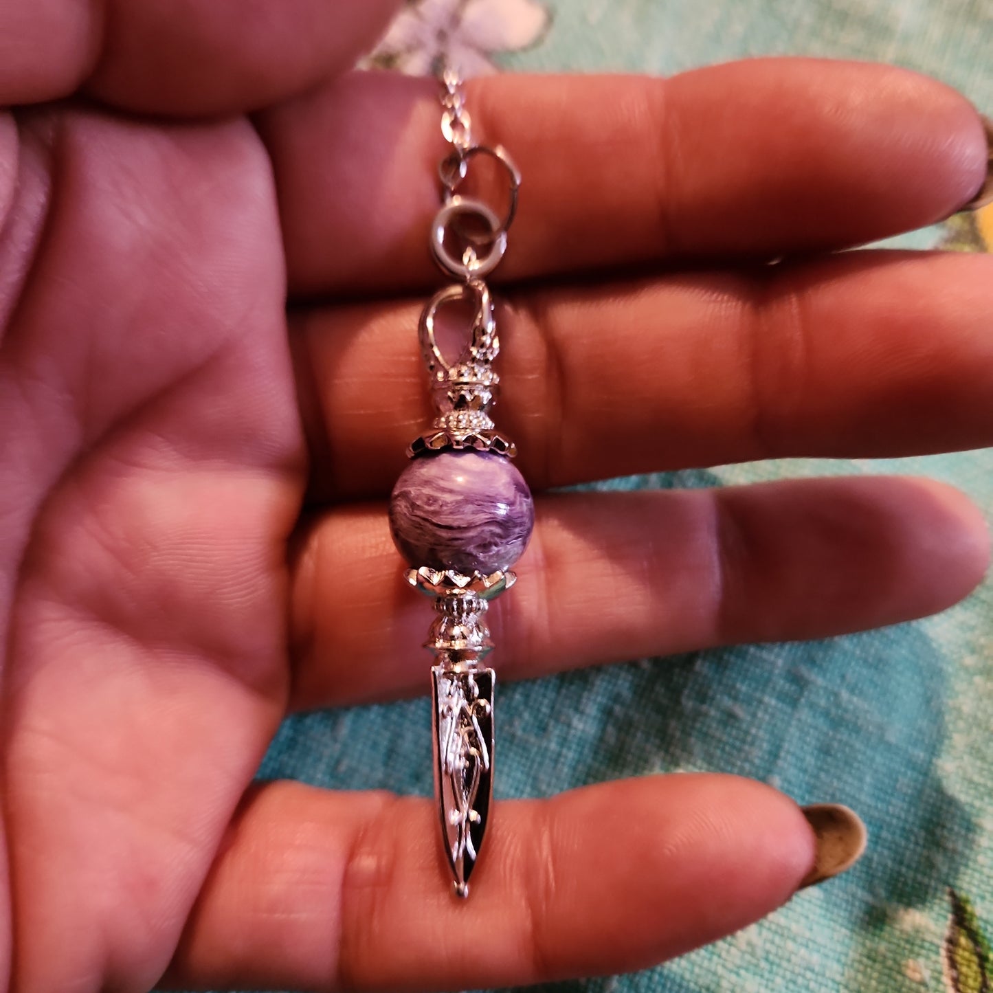 Charoite pendulum with star charm