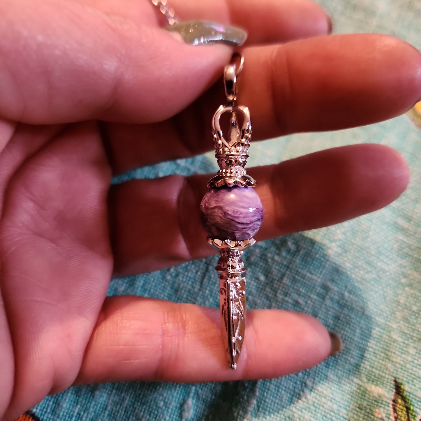 Charoite pendulum with star charm