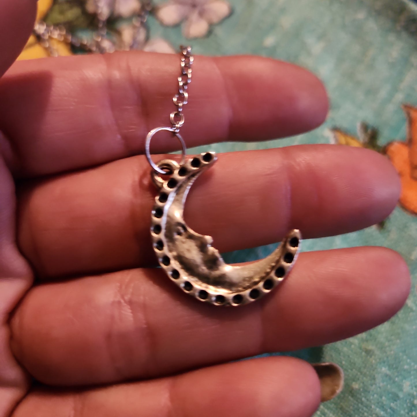 Charoite pendulum with moon charm