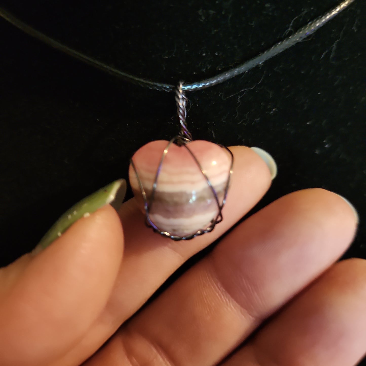 Rhodochrosite heart pendant necklace