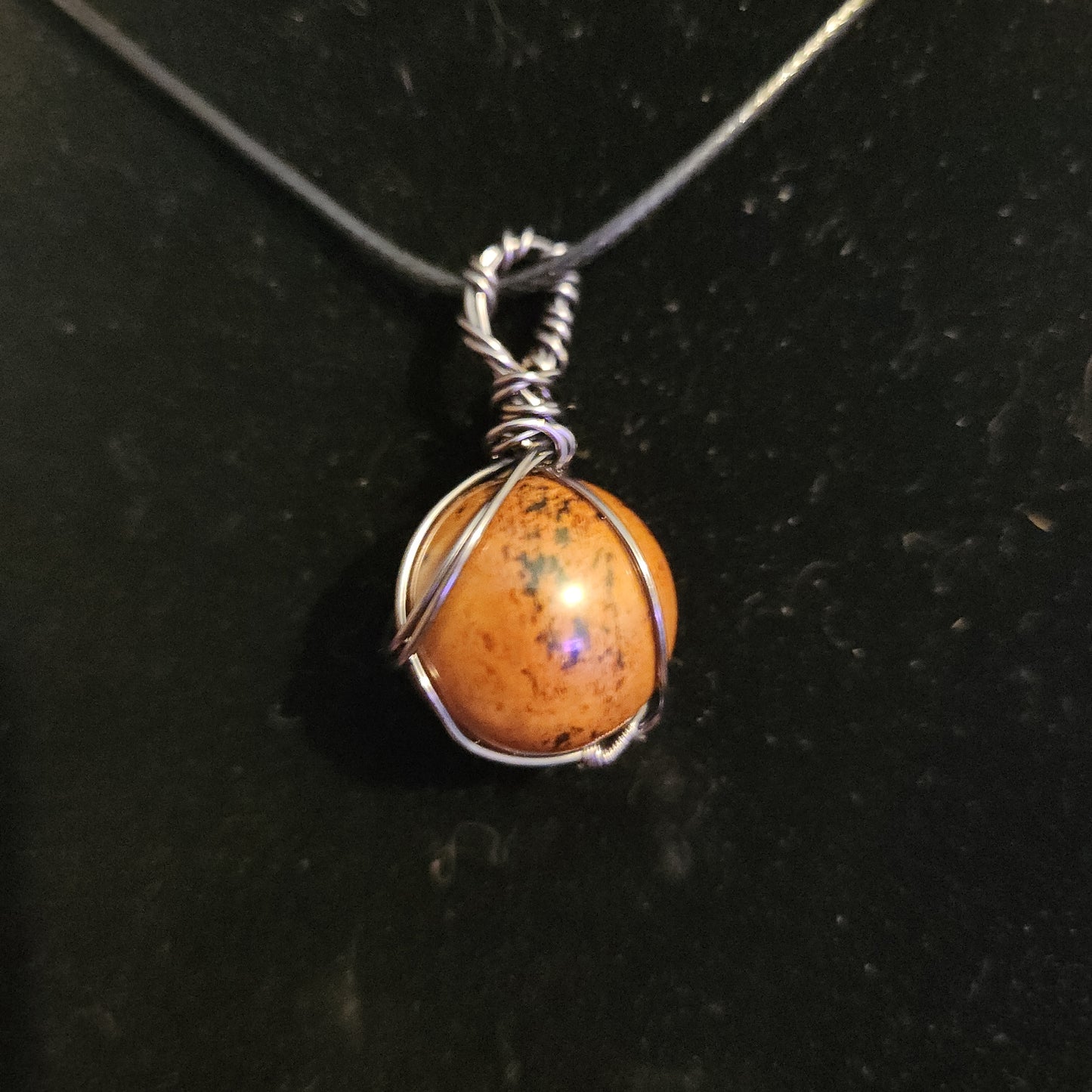 Mahogany obsidian fidget pendant necklace