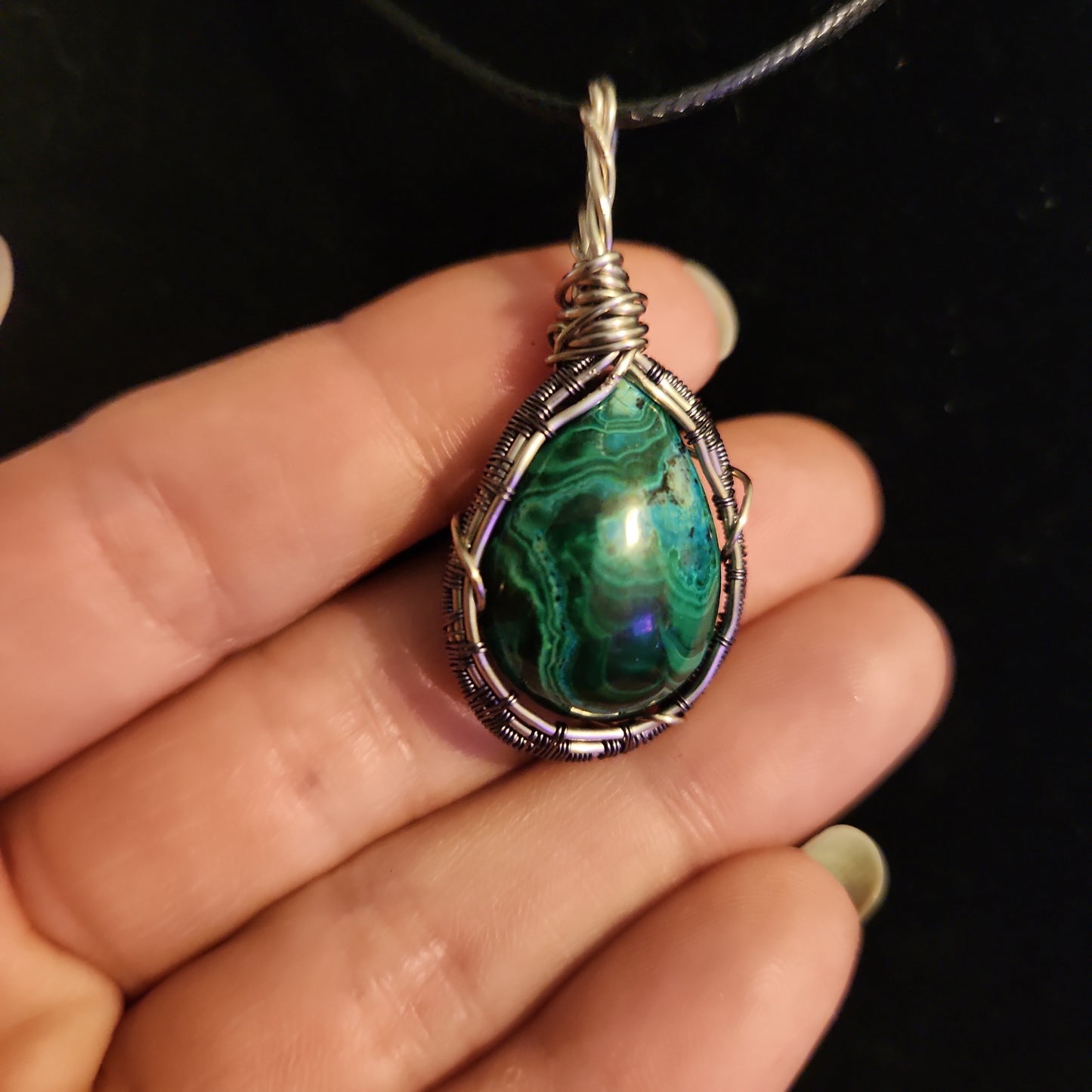 Malachite chrysocolla pendant necklace