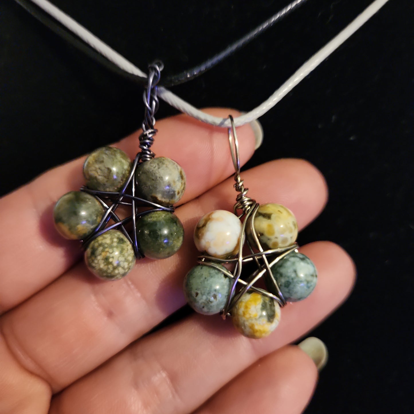 Ocean jasper pentagram necklace