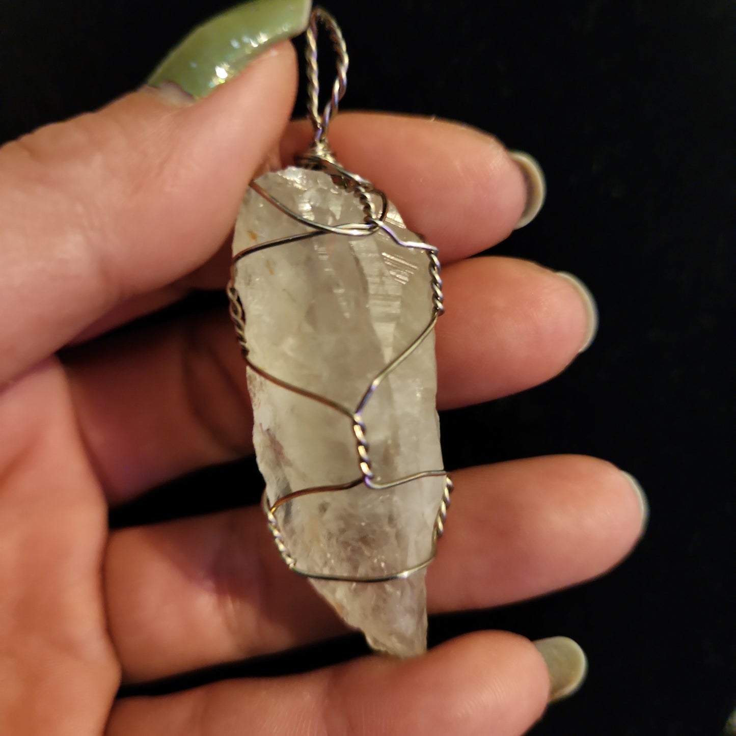 Basic wrap prasiolite (green quartz) necklace