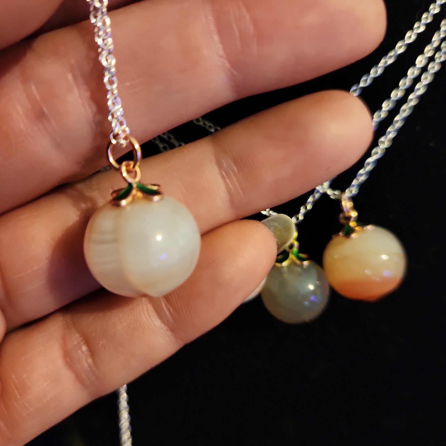 Agate peach pendant necklace