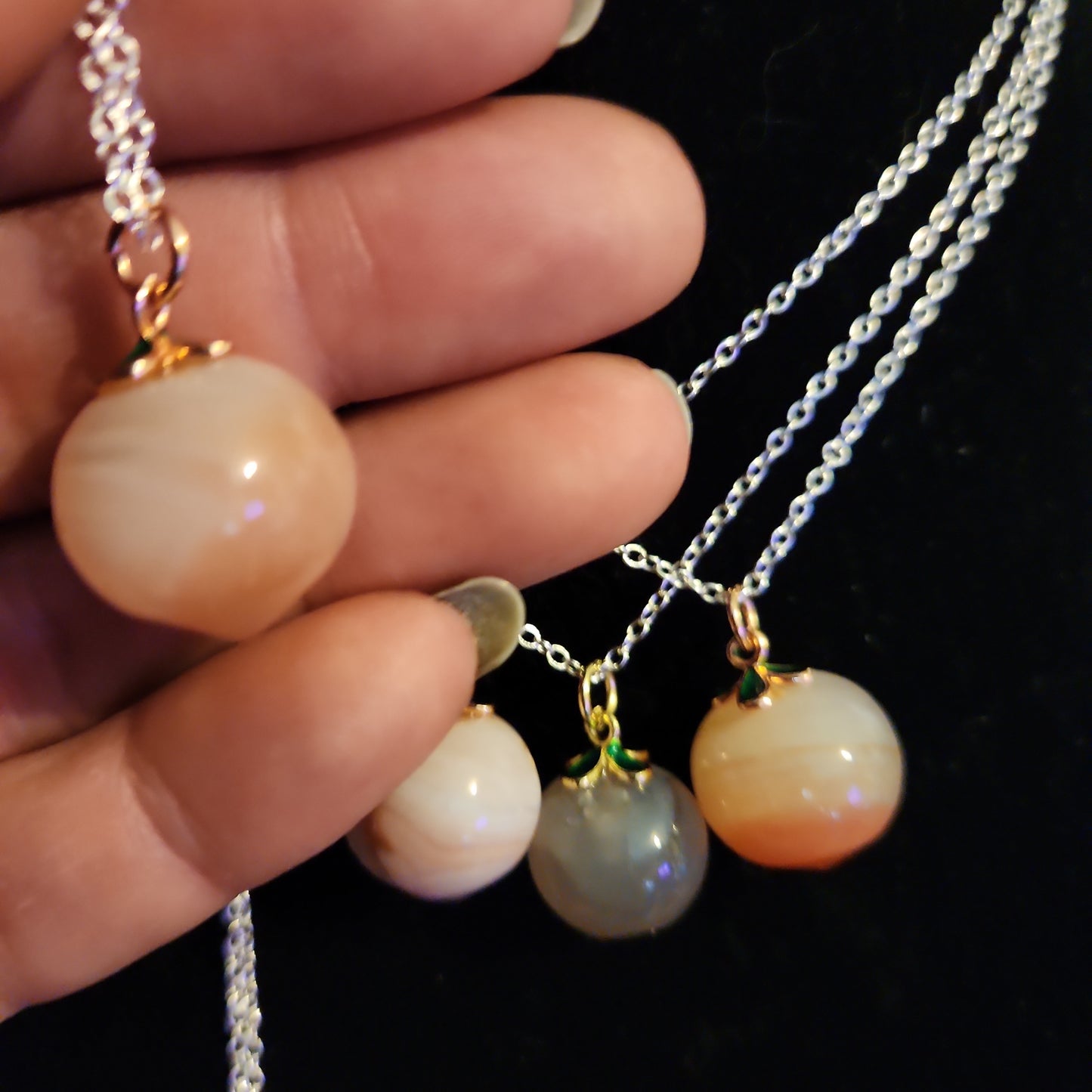 Agate peach pendant necklace