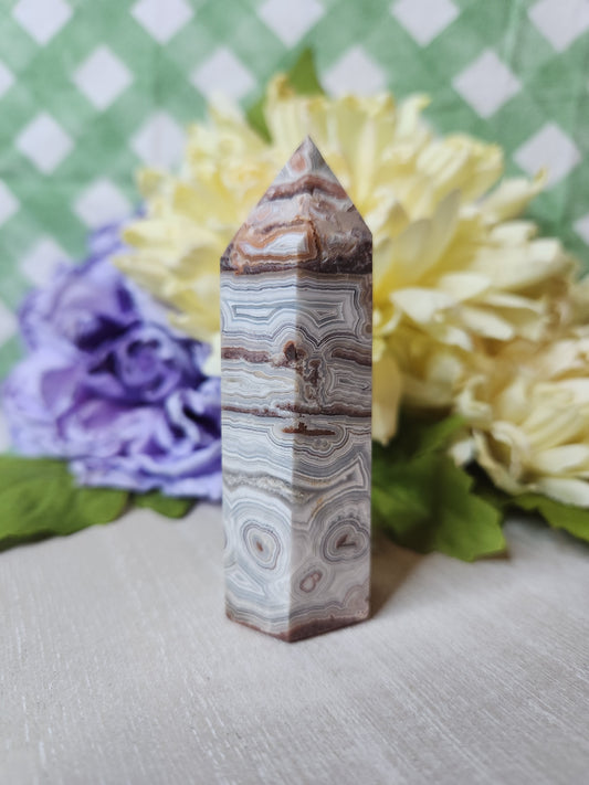 Mexican crazy lace agate tower (A)