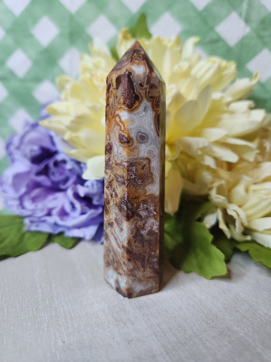 Mexican Crazy Lace Agate tower (B)