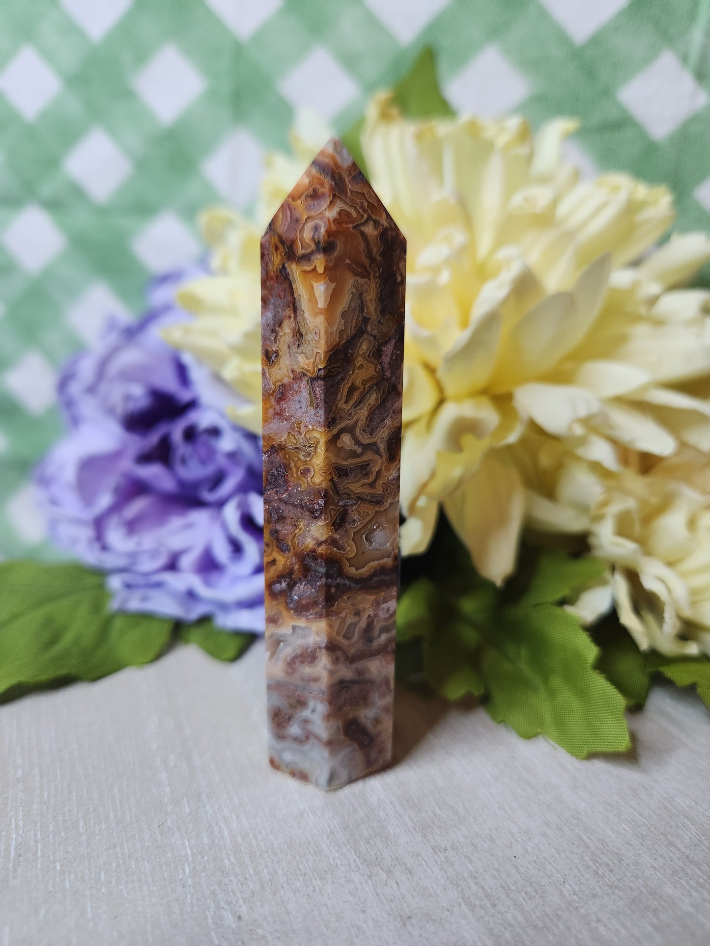 Mexican Crazy Lace Agate tower (B)