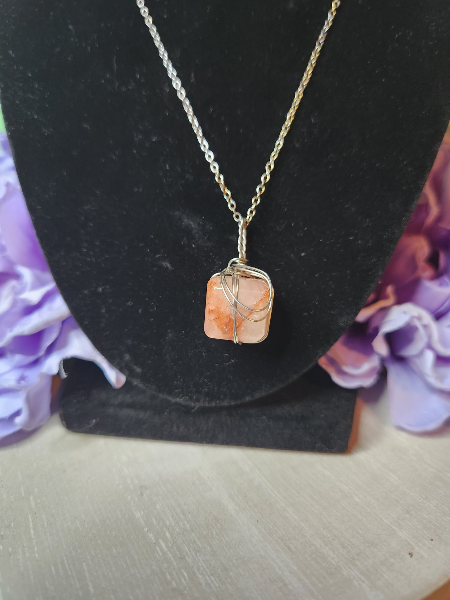 Fire quartz mini cube necklace (a)