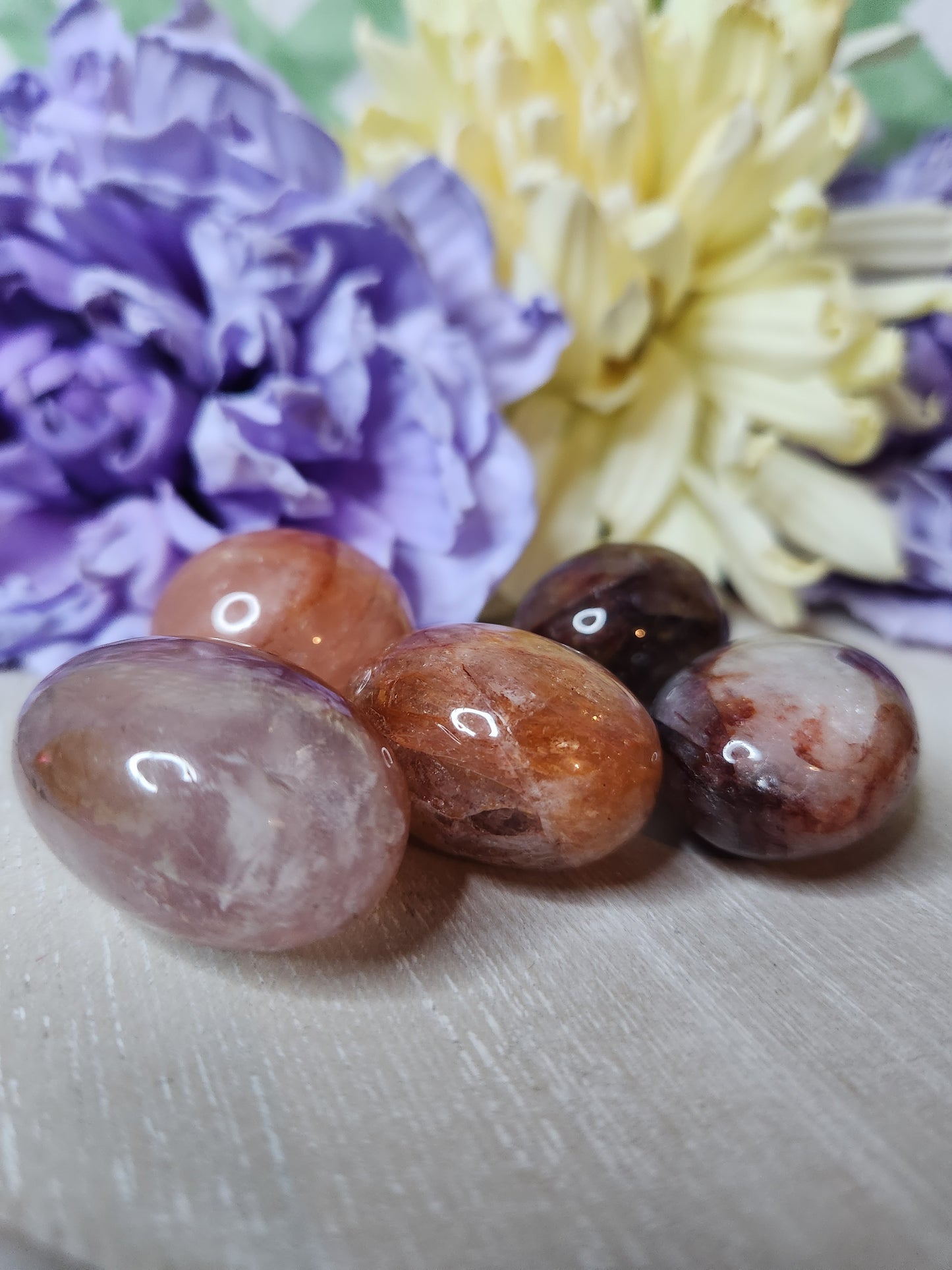 Fire quartz tumbles
