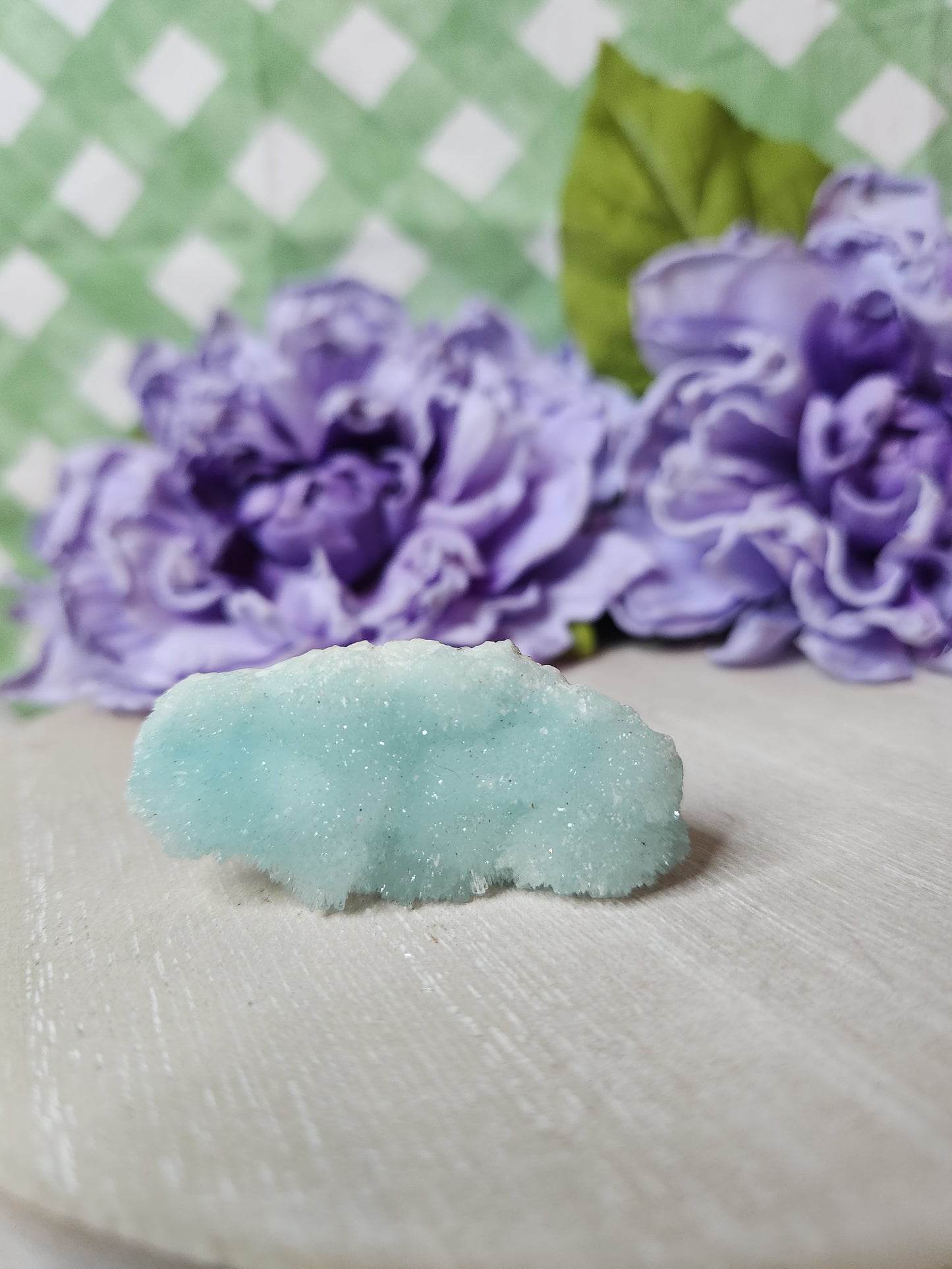 Blue aragonite specimen (a)