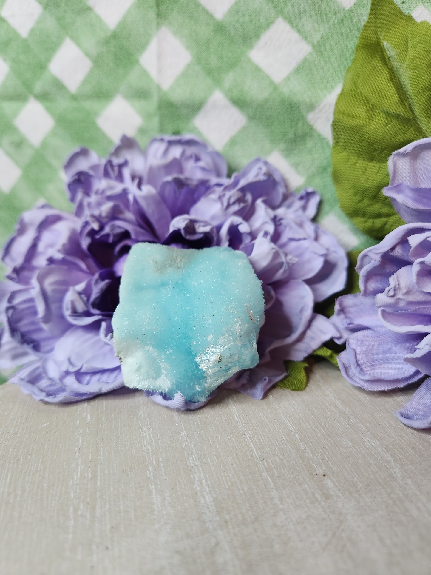 Blue aragonite specimen (b)