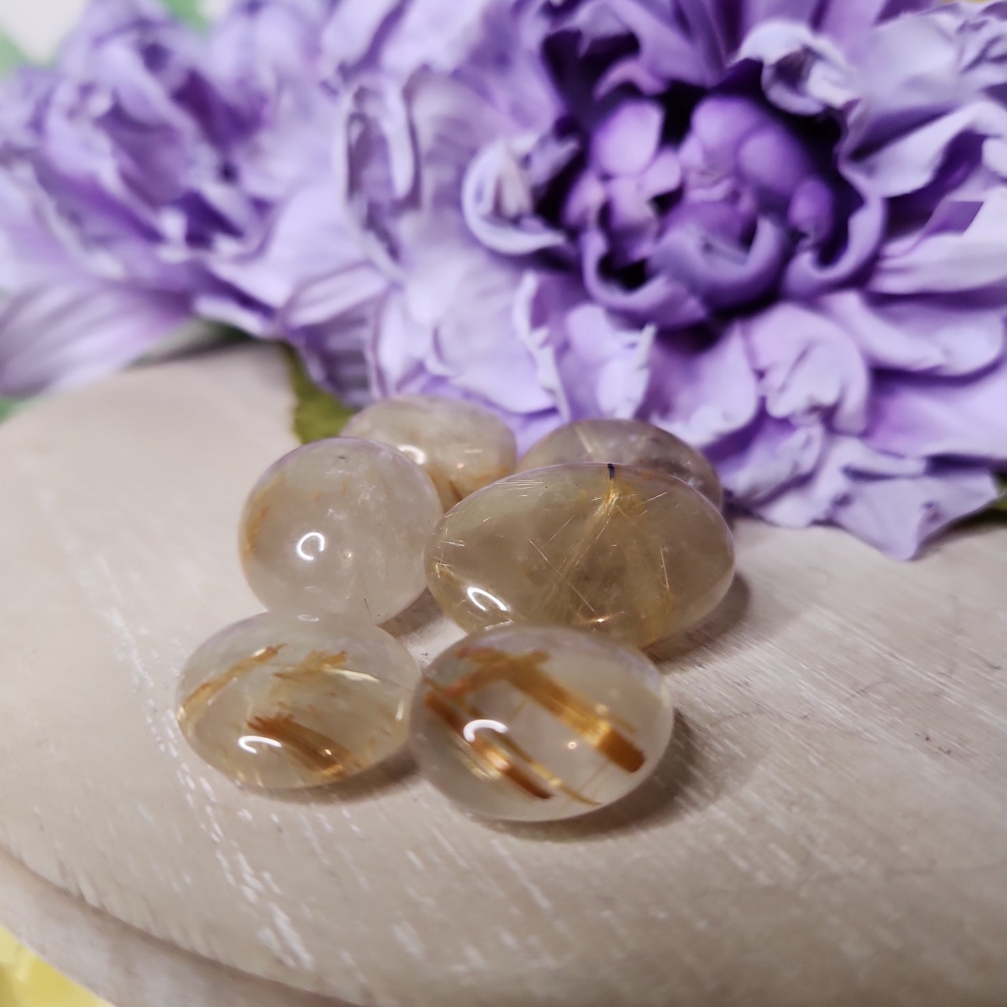 Gold rutilated quartz tumble