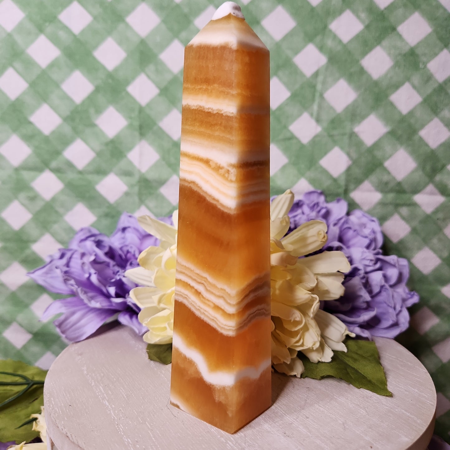 Banded orange calcite tower (b)