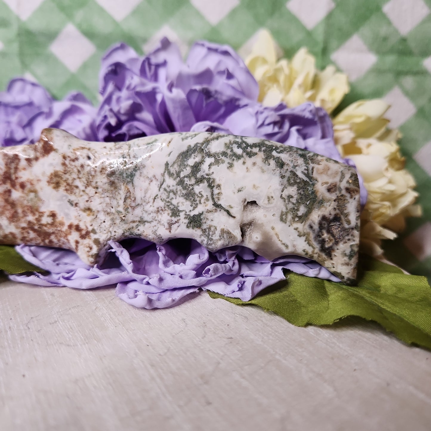 Moss agate knife carving (b)