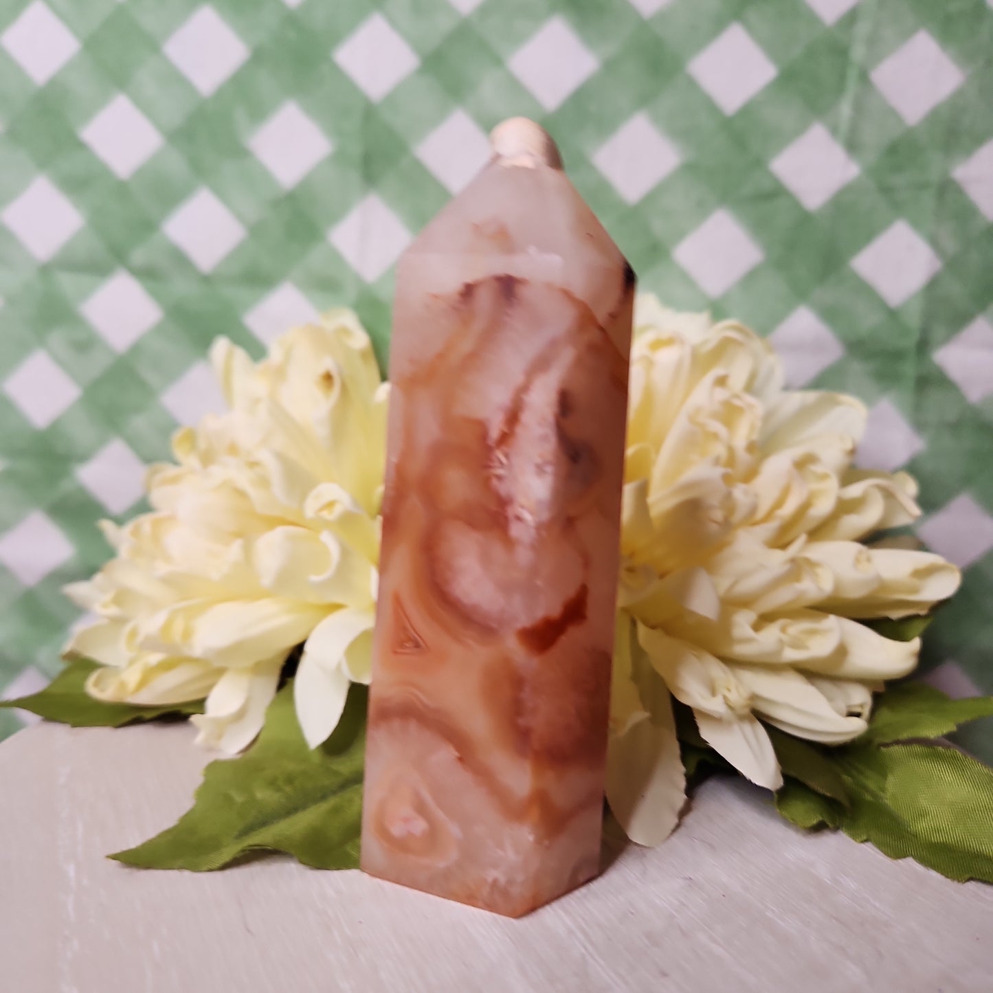 Carnelian with Flower agate tower