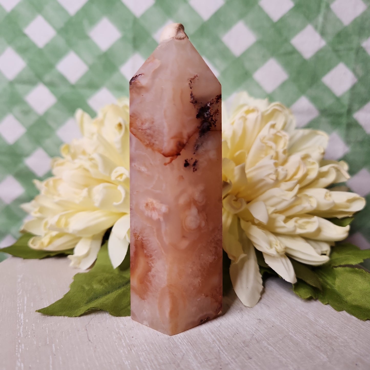 Carnelian with Flower agate tower