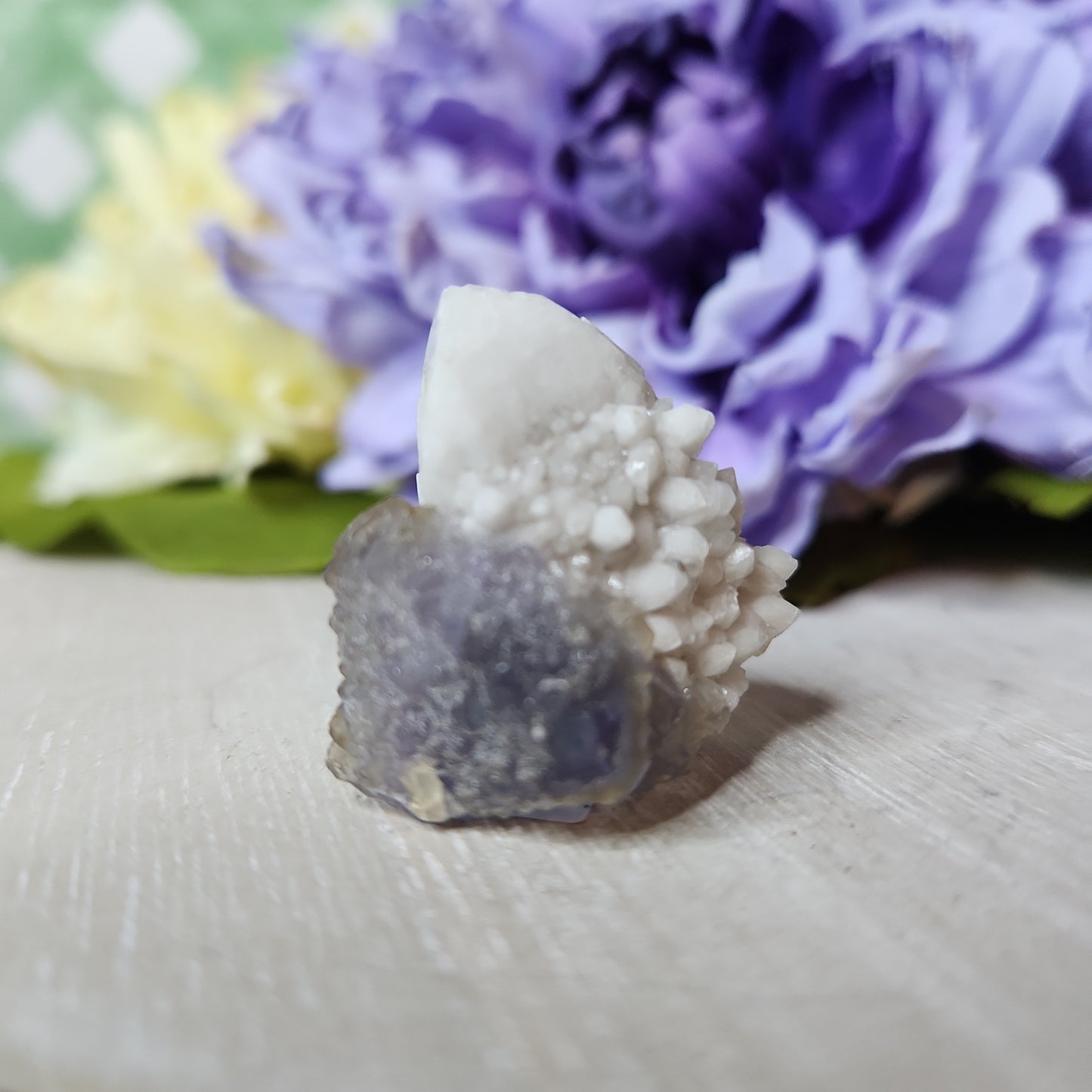Mongolian flourite with calcite specimen (d)