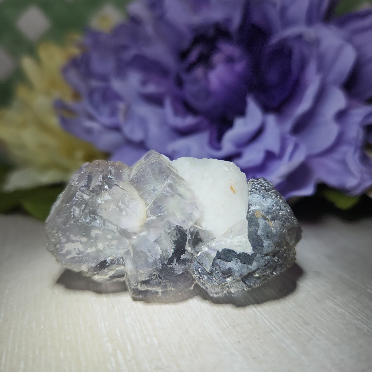 Mongolian flourite with calcite specimen (e)