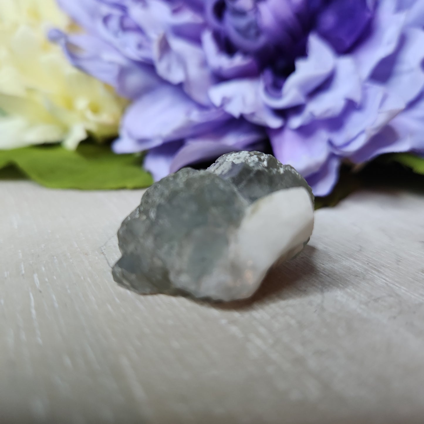 Mongolian flourite with calcite specimen (f)