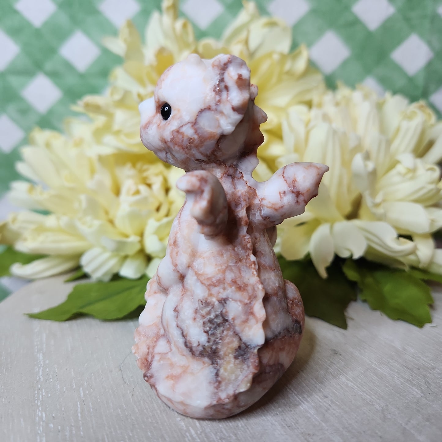 Red vein jasper dragon carving
