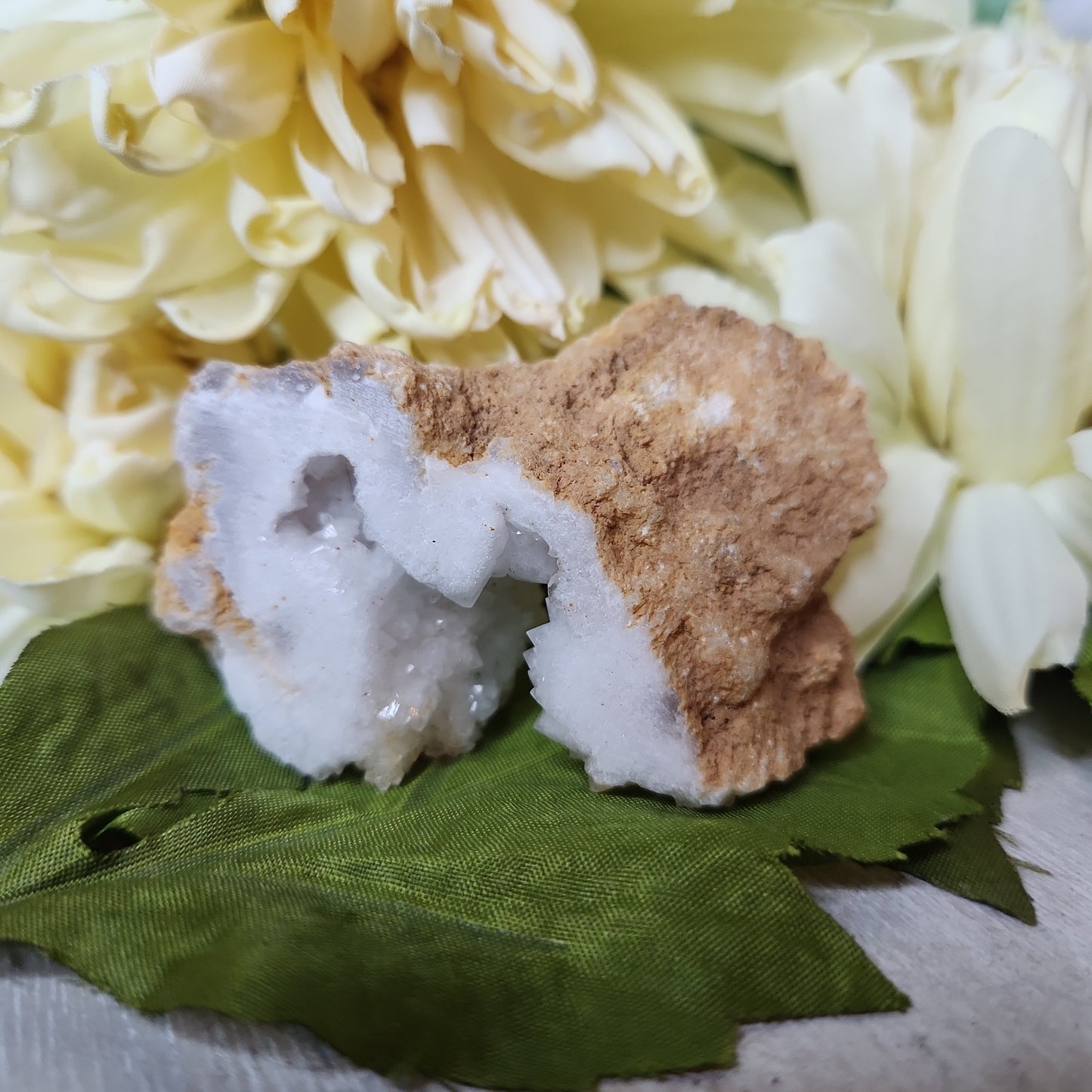 White druzy geode slice (g)
