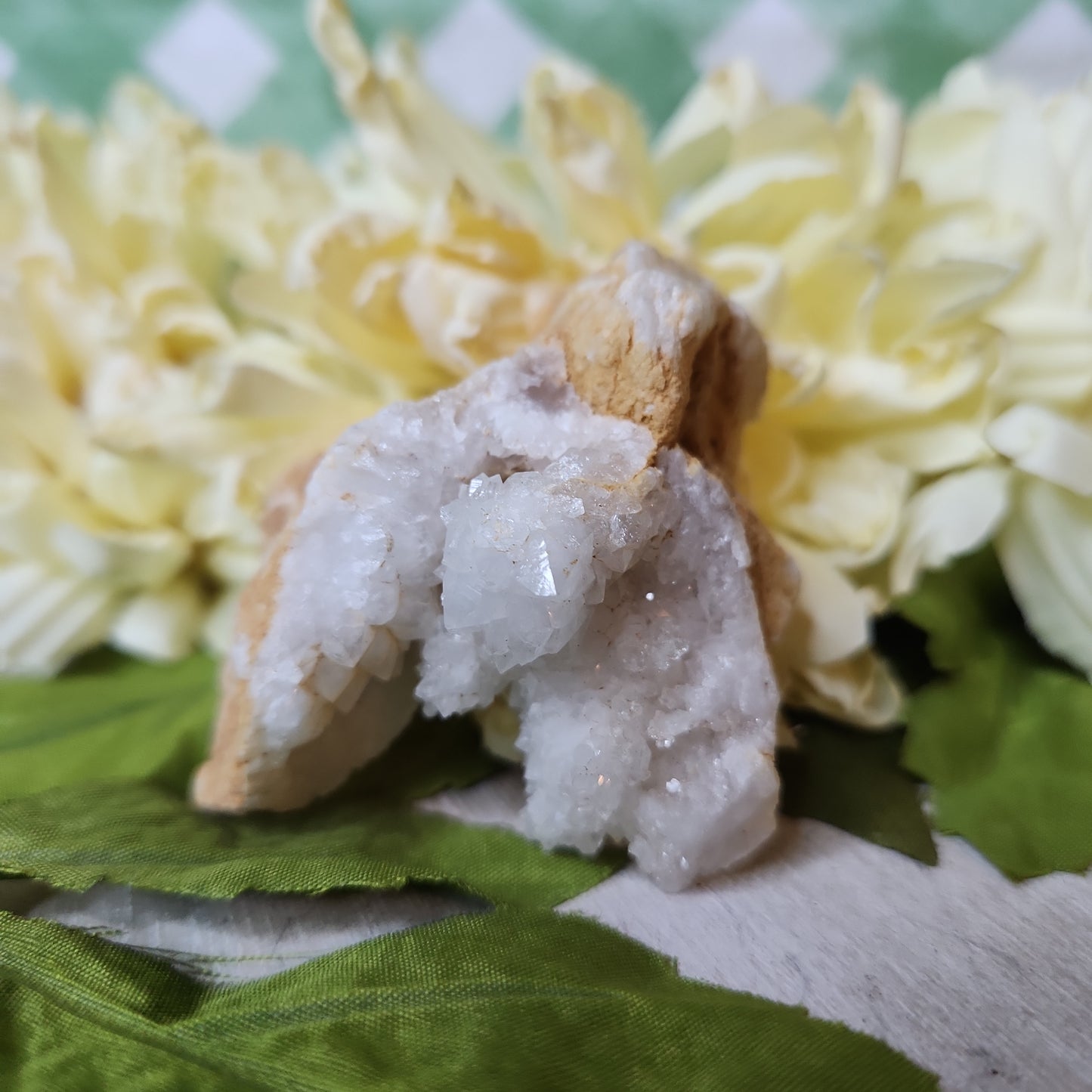 White druzy geode slice (f)