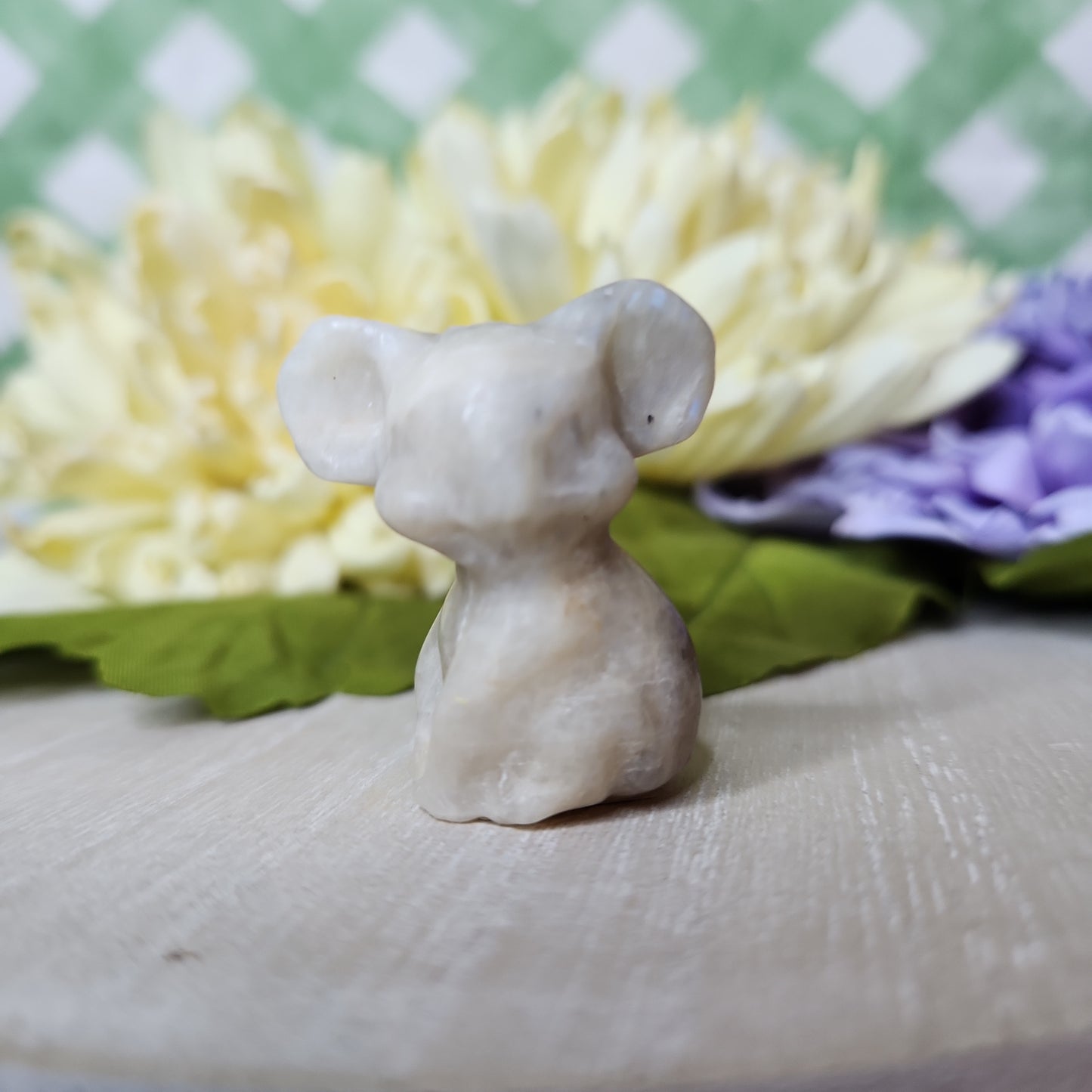 Moonstone koala carving