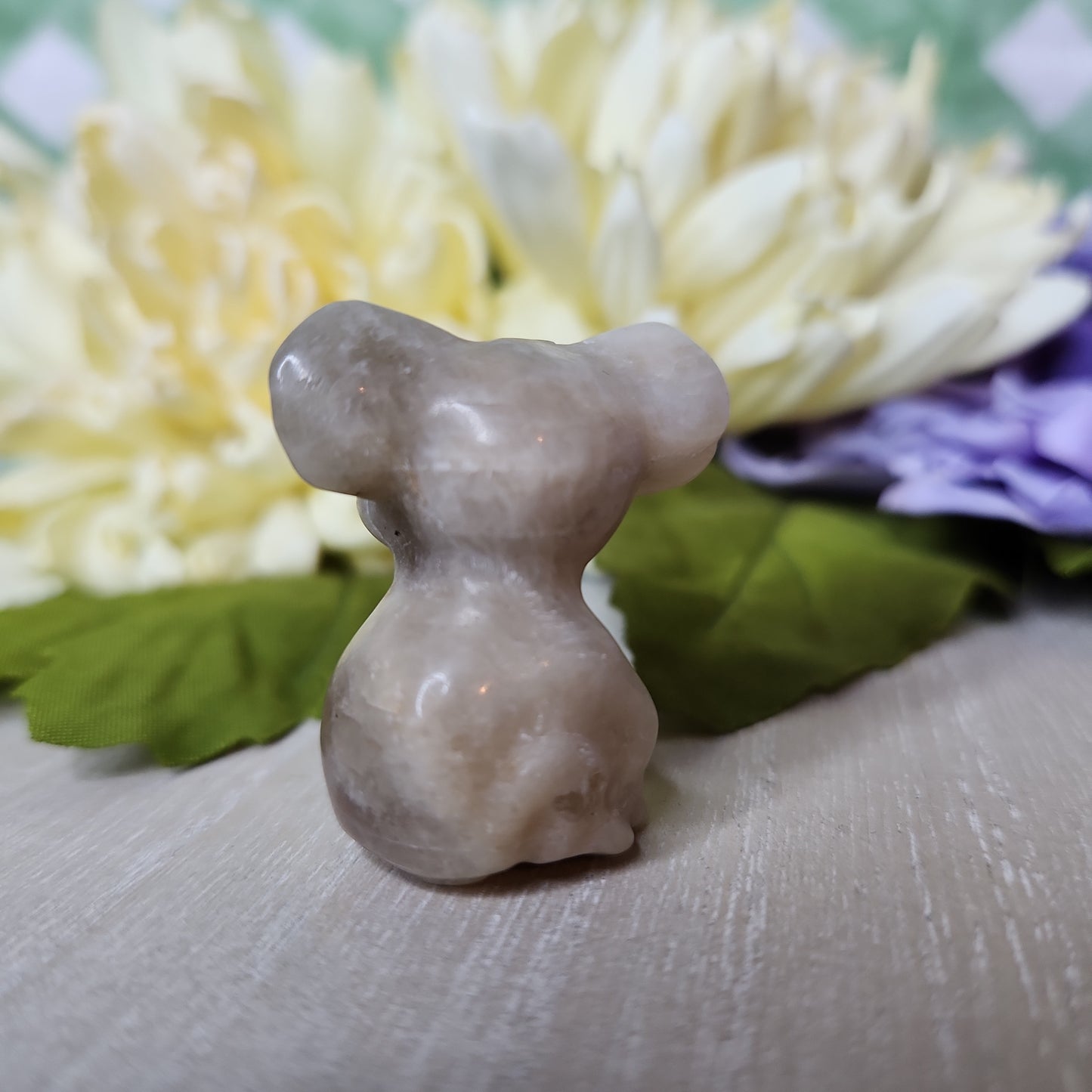 Moonstone koala carving
