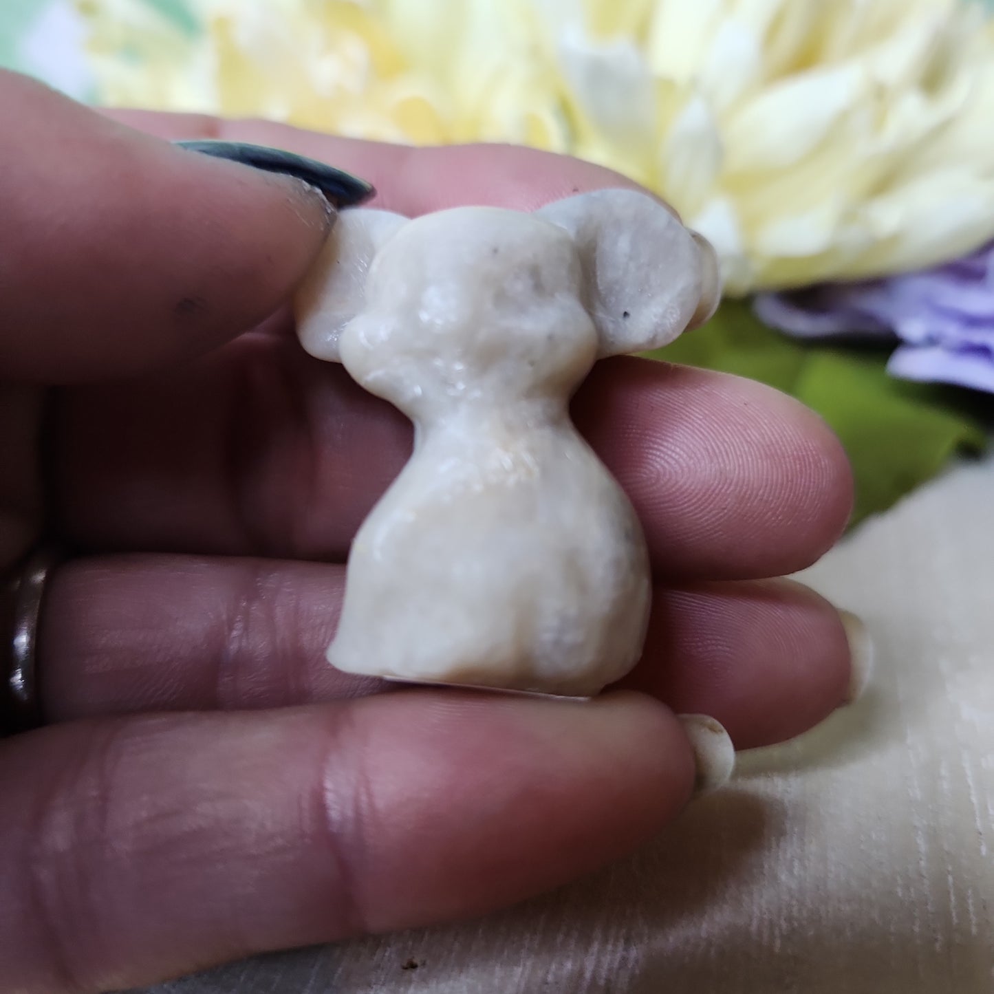 Moonstone koala carving