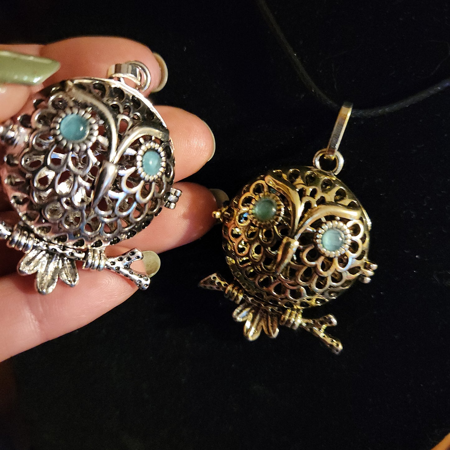 Owl locket/cage necklace
