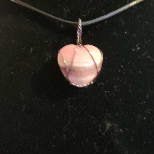 Rhodochrosite heart pendant necklace