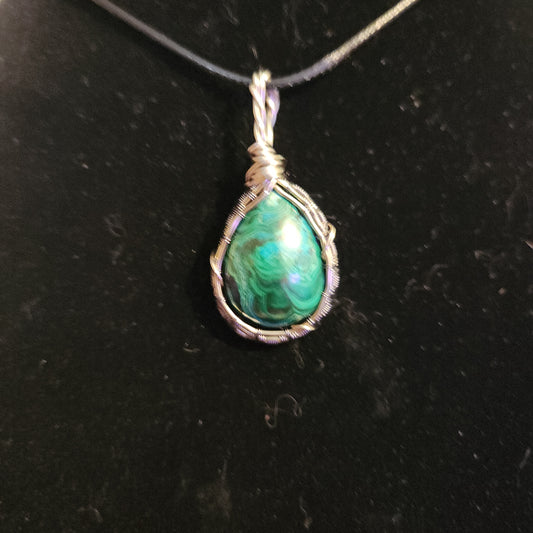 Malachite chrysocolla pendant necklace