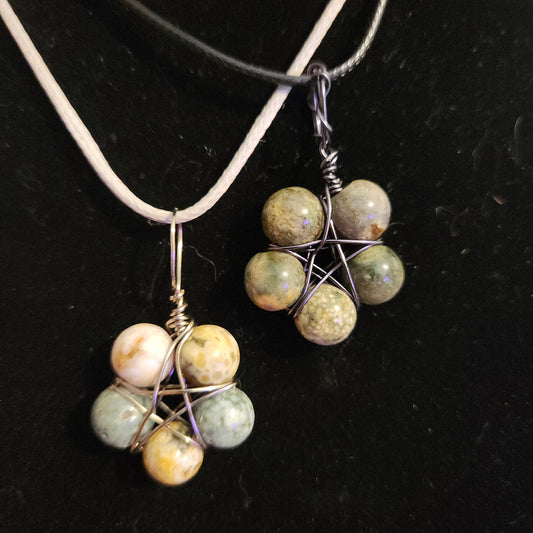 Ocean jasper pentagram necklace