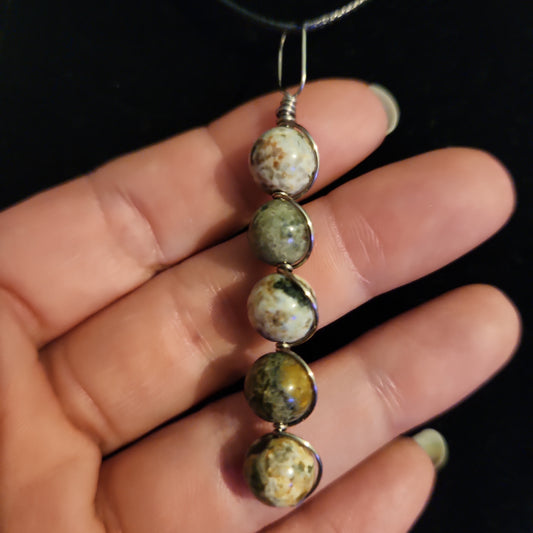 Ocean jasper fidget pendant necklace