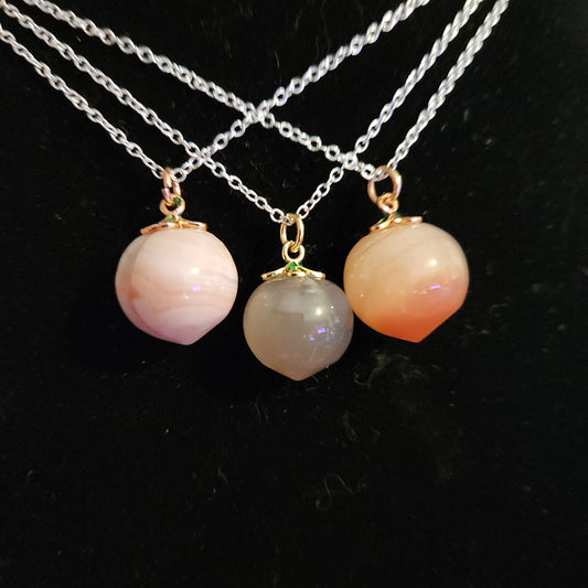 Agate peach pendant necklace