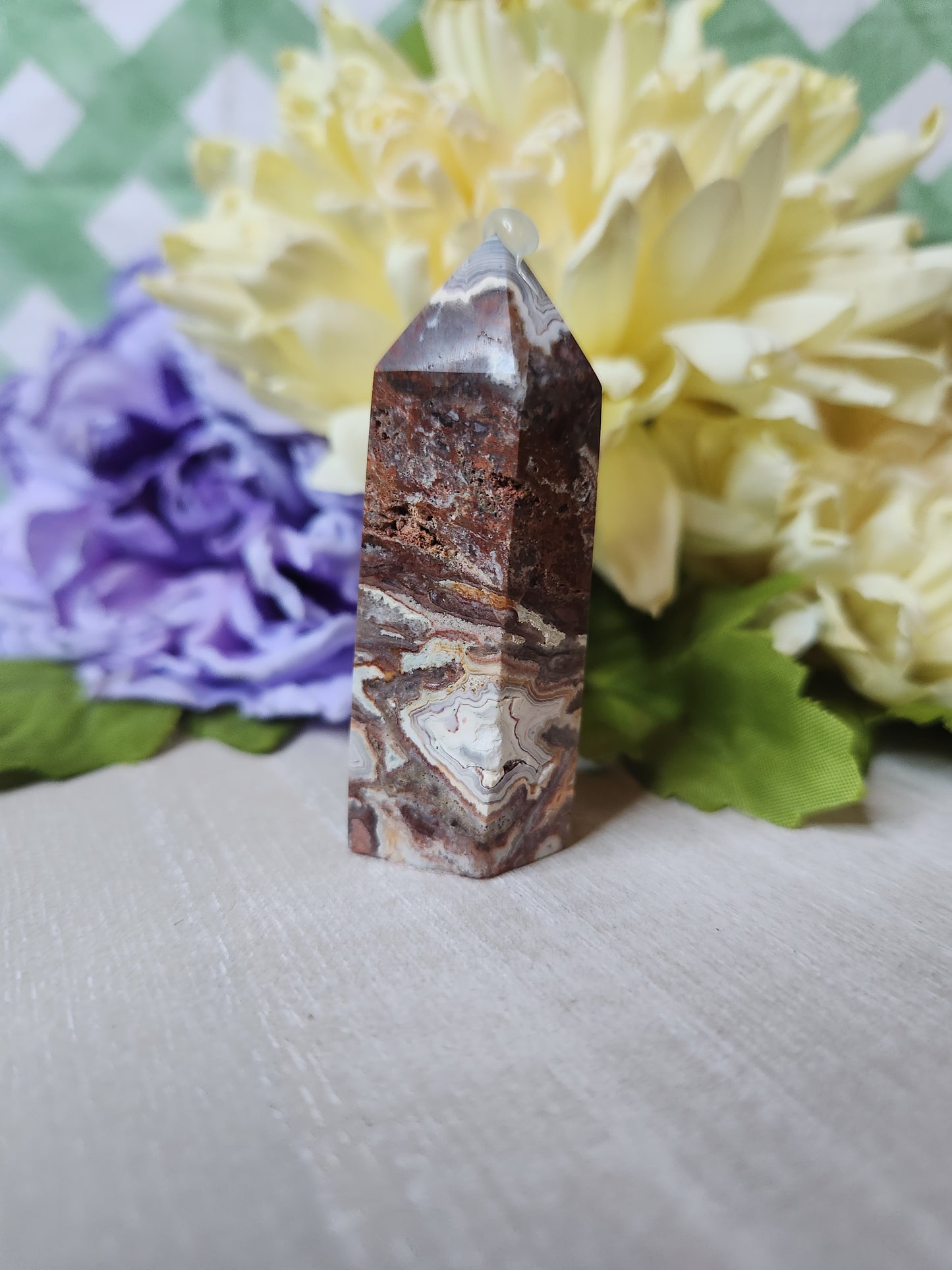 Mexican crazy lace agate tower (C)