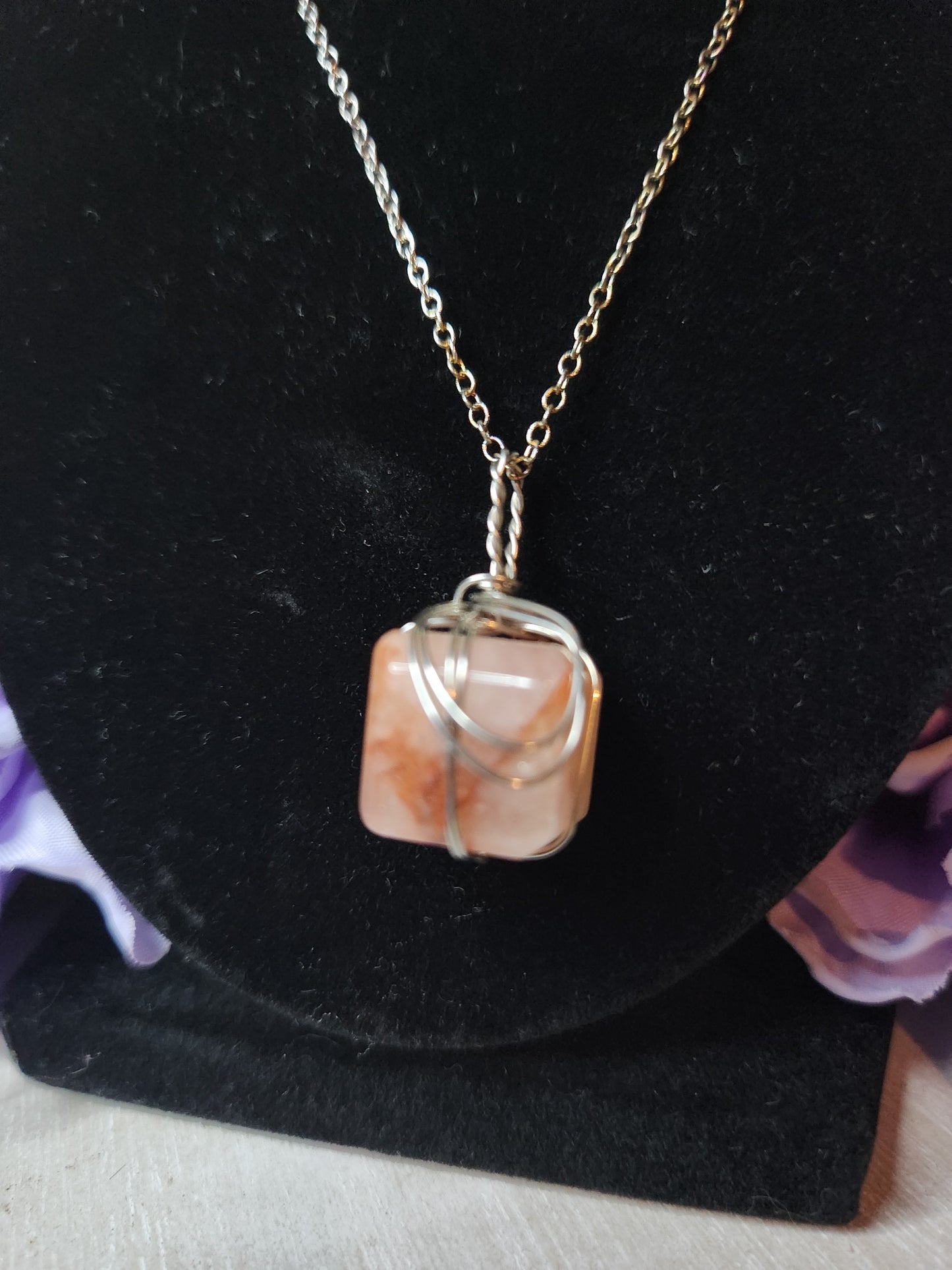Fire quartz mini cube necklace (a)