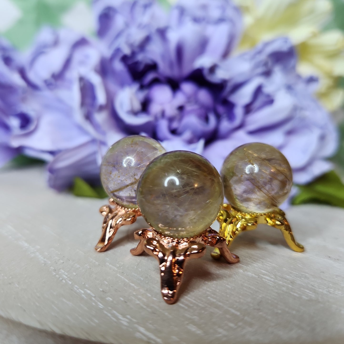 Gold rutilated quartz mini sphere