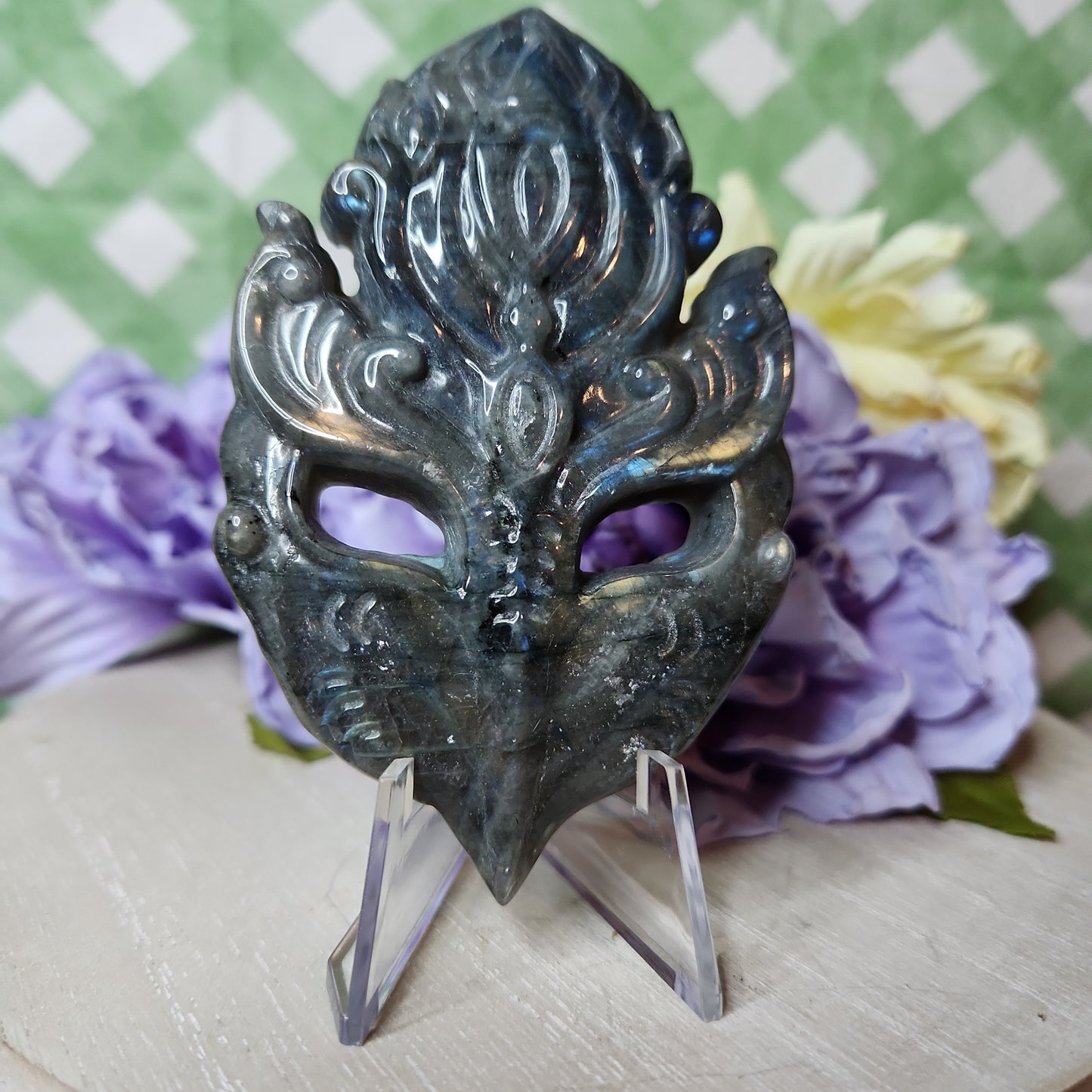 Labradorite mask carving (b)