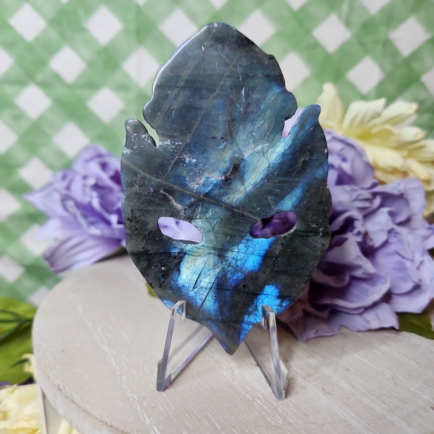 Labradorite mask carving (b)