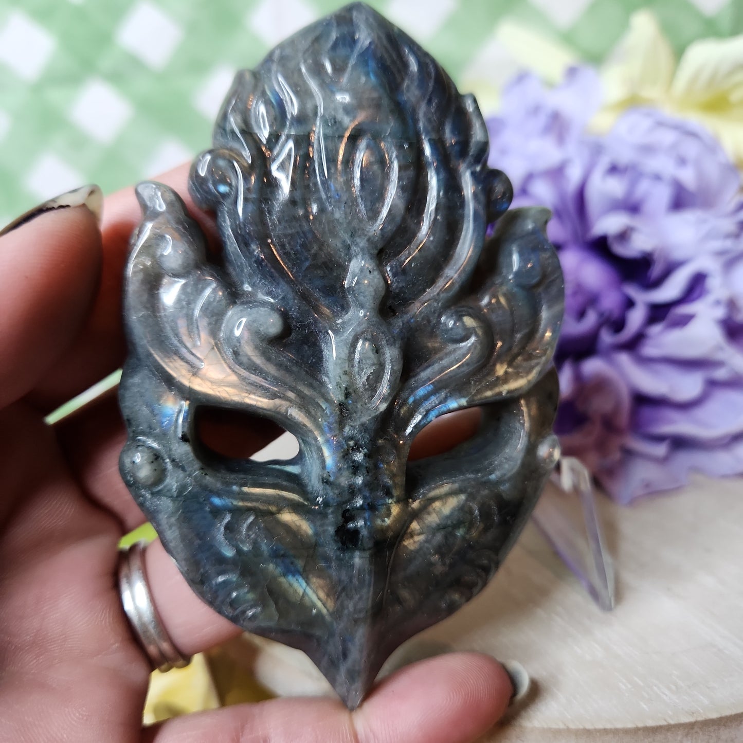 Labradorite mask carving (b)