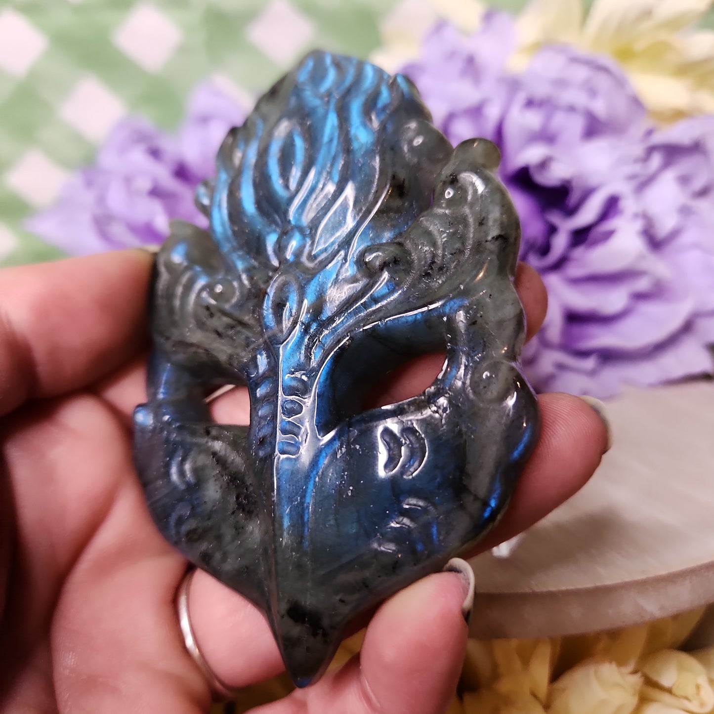 Labradorite mask carving (d)