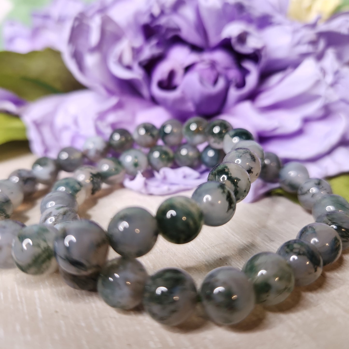 8mm Moss agate bracelet