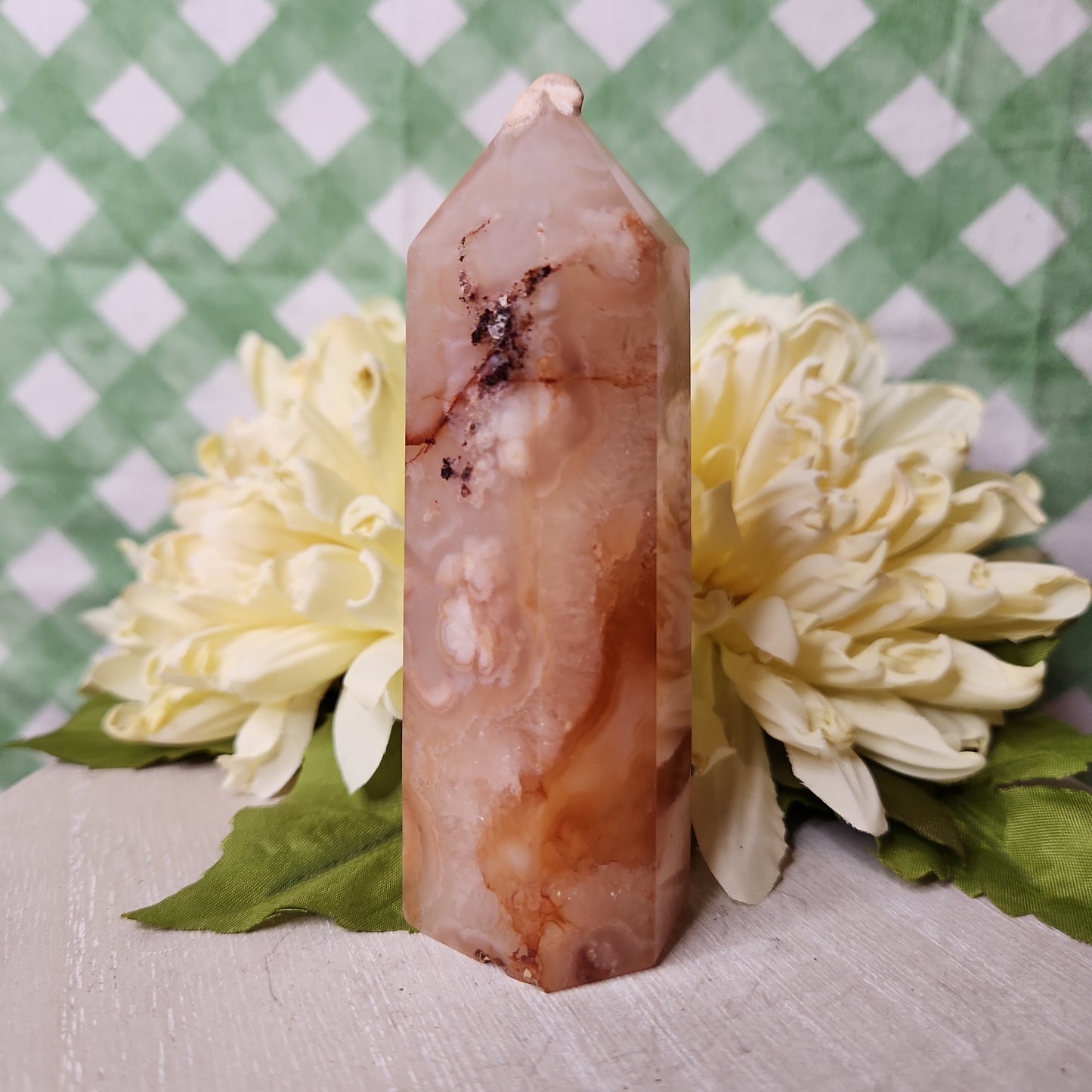 Carnelian with Flower agate tower